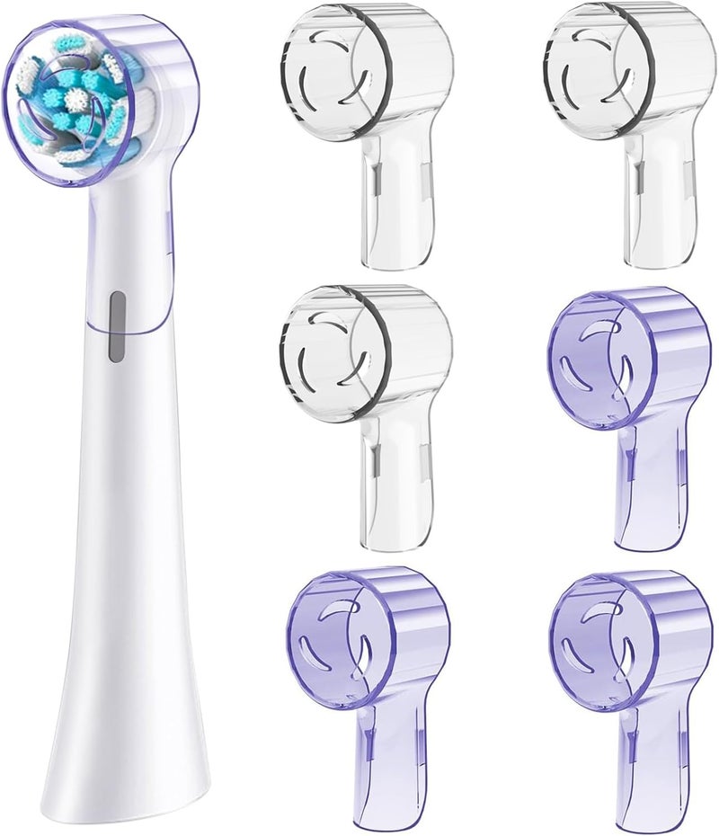 DeBizz 6 Pack Toothbrush Covers for Oral B iO Replacement Heads, Toothbrush Cover Caps for Oral B Pro1000 Electric Toothbrush Head，iO Toothbrush Head Cover for Travel & Home (Purple+Transparent) - Image 1